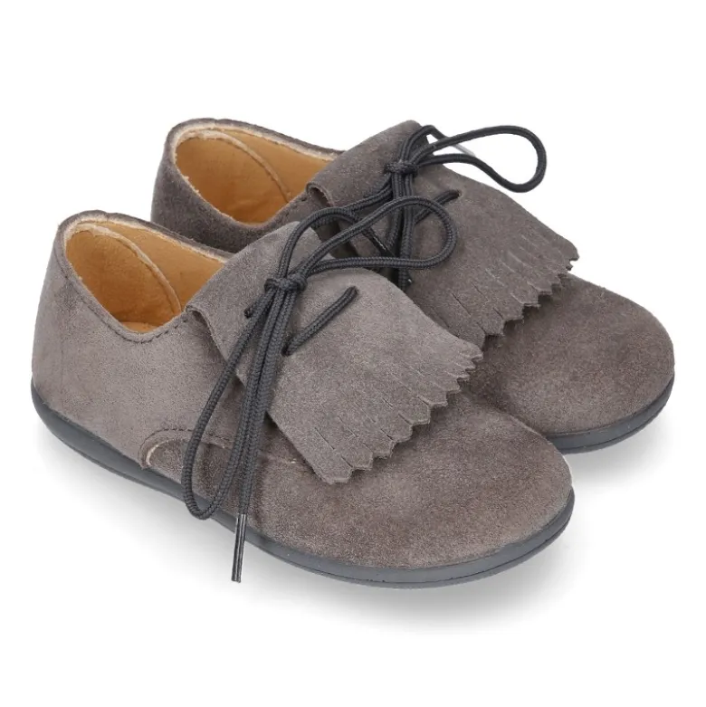 Blucher Niños con cordones y FLECOS en piel Serraje.