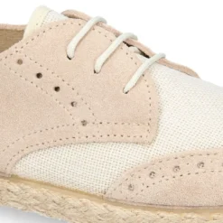 Blucher niño tipo alpargata en LINO combinado con piel SERRAJE con cordones.
