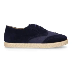 Blucher niño tipo alpargata en LINO combinado con piel SERRAJE con cordones.