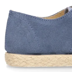 Blucher niño tipo alpargata en LINO combinado con piel SERRAJE con cordones.