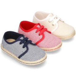 Blucher peques tipo Alpargata lona rayas.