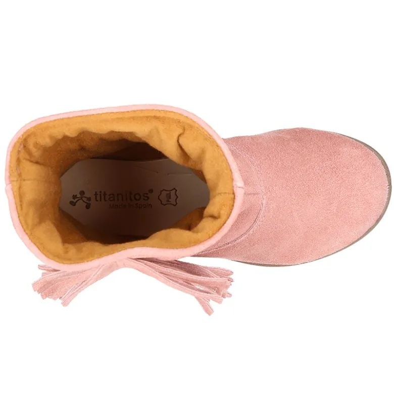 Bota con FLECOS laterales en piel serraje.