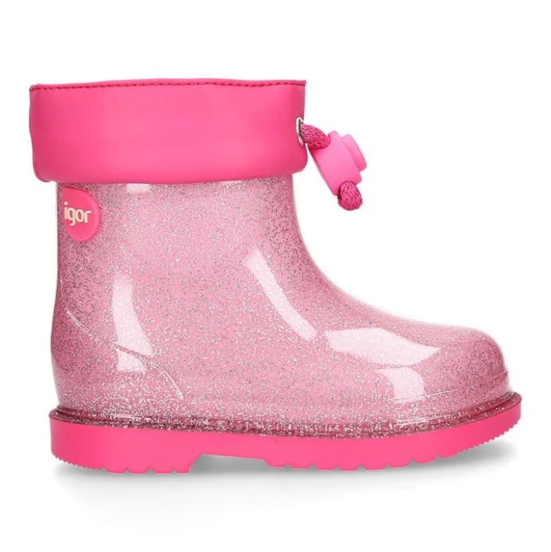 Bota de agua niñas BIMBI GLITTER con cuello ajustable.