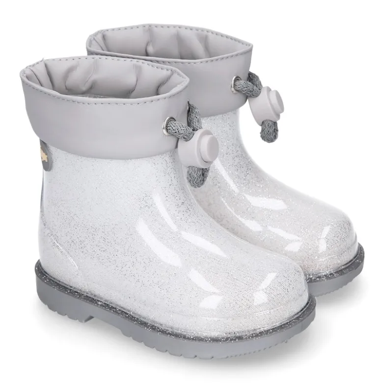 Bota de agua niñas BIMBI GLITTER con cuello ajustable.