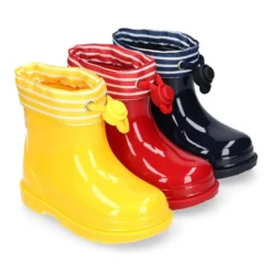 Bota de agua niños BIMBI NAVY con cuello a rayas.