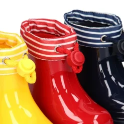 Bota de agua niños BIMBI NAVY con cuello a rayas.