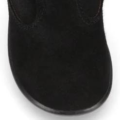 Bota niña con cuello de PELO en piel serraje NEGRO.
