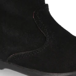 Bota niña con cuello de PELO en piel serraje NEGRO.