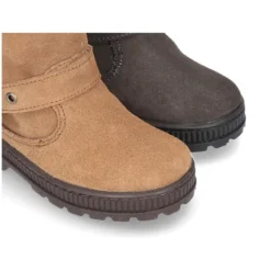 Bota niña con hebilla en piel serraje con cremallera.