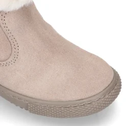 Bota niña CUELLO de punto y pelo con lazo en piel serraje.