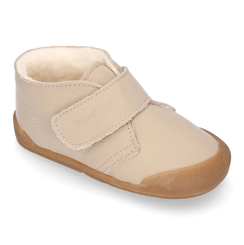 Bota niños Blanditos by Crio´s Sansa sin cordones en piel con borreguito