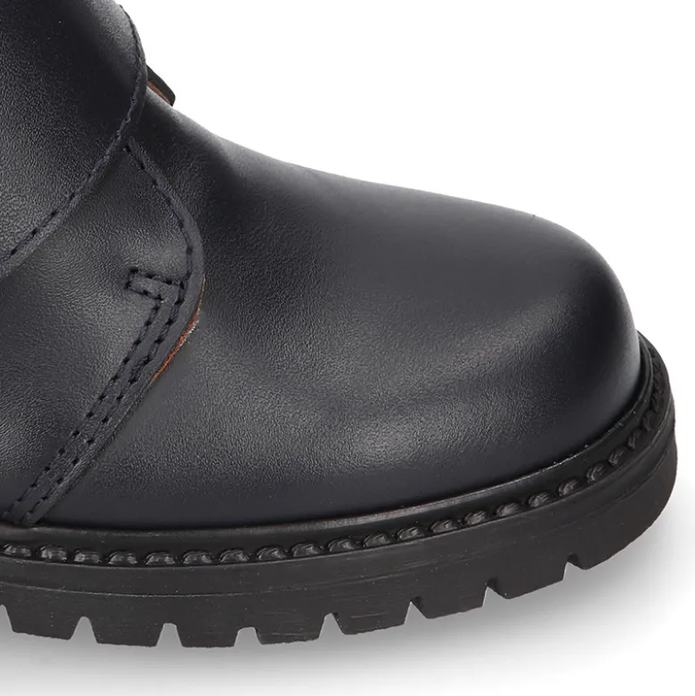 Bota niños COLE tipo todoterreno sin cordones en piel.