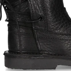 Bota niños con cremallera, cordones y forro de pelo en piel NAPA SUAVE NEGRA.