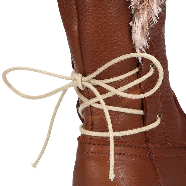 Bota niños con cremallera, cordones y forro de pelo en piel NAPA SUAVE