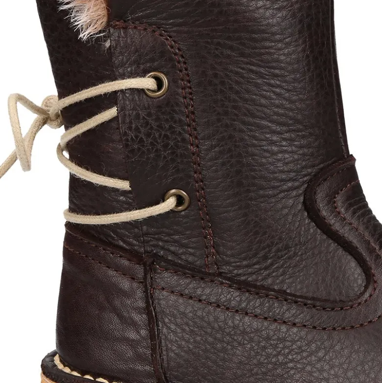 Bota niños con cremallera, cordones y forro de pelo en piel NAPA SUAVE