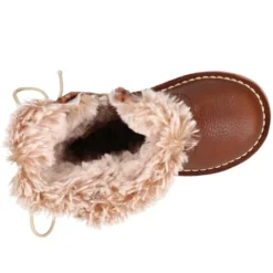 Bota niños con cremallera, cordones y forro de pelo en piel NAPA SUAVE