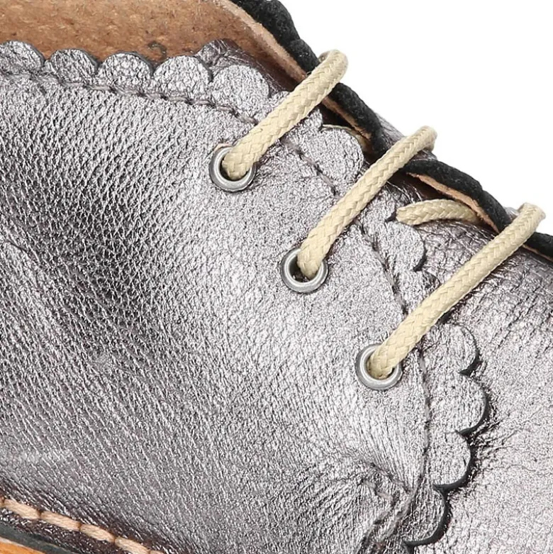 Bota Safari niña con cordones y ondas en piel METALIZADA.