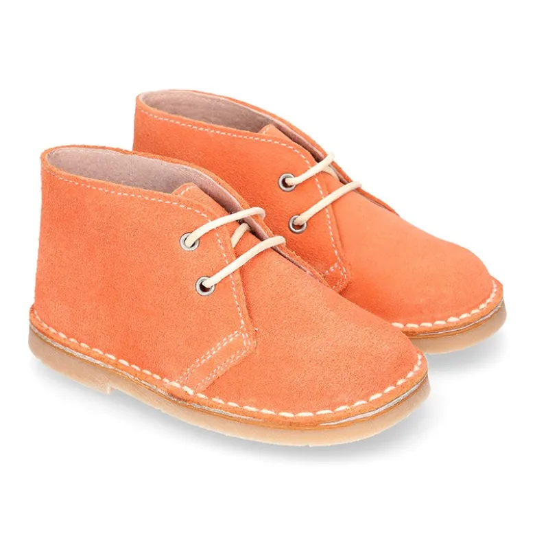 Bota Safari niños con cordones en piel serraje para PRIMAVERA.