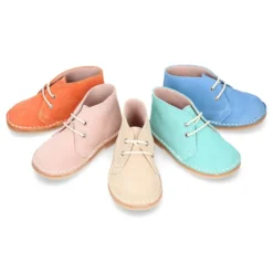 Bota Safari niños con cordones en piel serraje para PRIMAVERA.