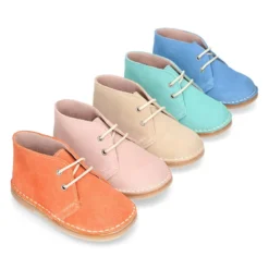 Bota Safari niños con cordones en piel serraje para PRIMAVERA.