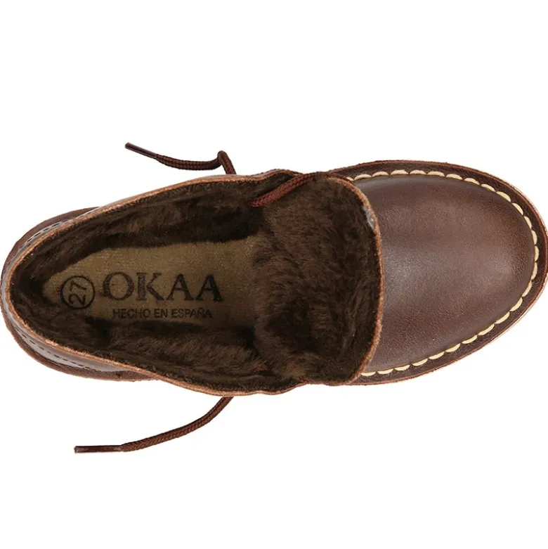 Bota Safari NIÑOS con forro de pelo con cordones en piel.