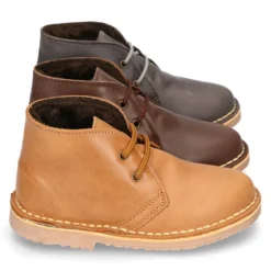 Bota Safari NIÑOS con forro de pelo con cordones en piel.