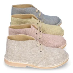Bota Safari o Pisacacas con cordones y en lino natural.