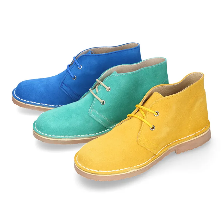 Bota Safari o Pisacacas con cordones para primavera en serraje.