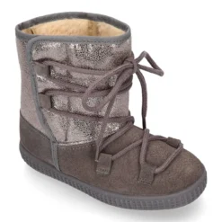 Botas niños mayores tipo ESQUIMAL con cierre adherente y cordones en piel Serraje Combinado.