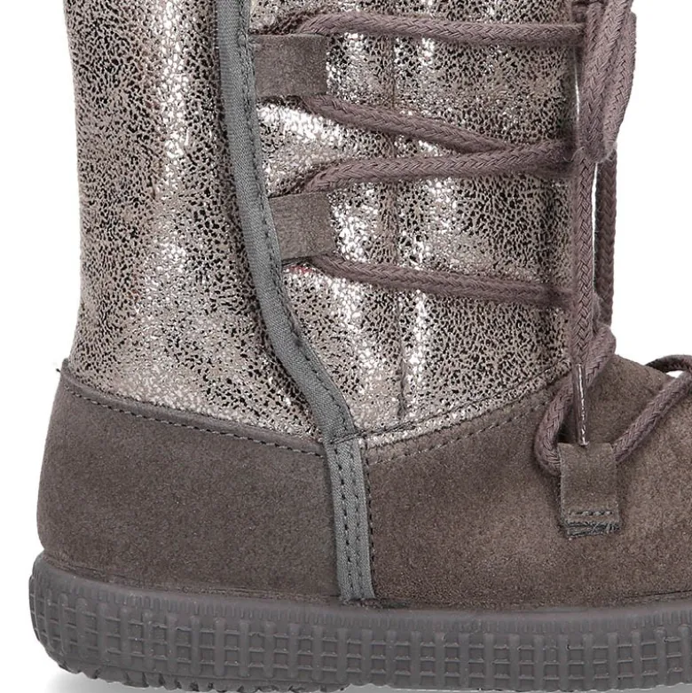 Botas niños mayores tipo ESQUIMAL con cierre adherente y cordones en piel Serraje Combinado.