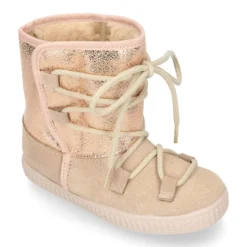Botas niños mayores tipo ESQUIMAL con cierre adherente y cordones en piel Serraje Combinado.