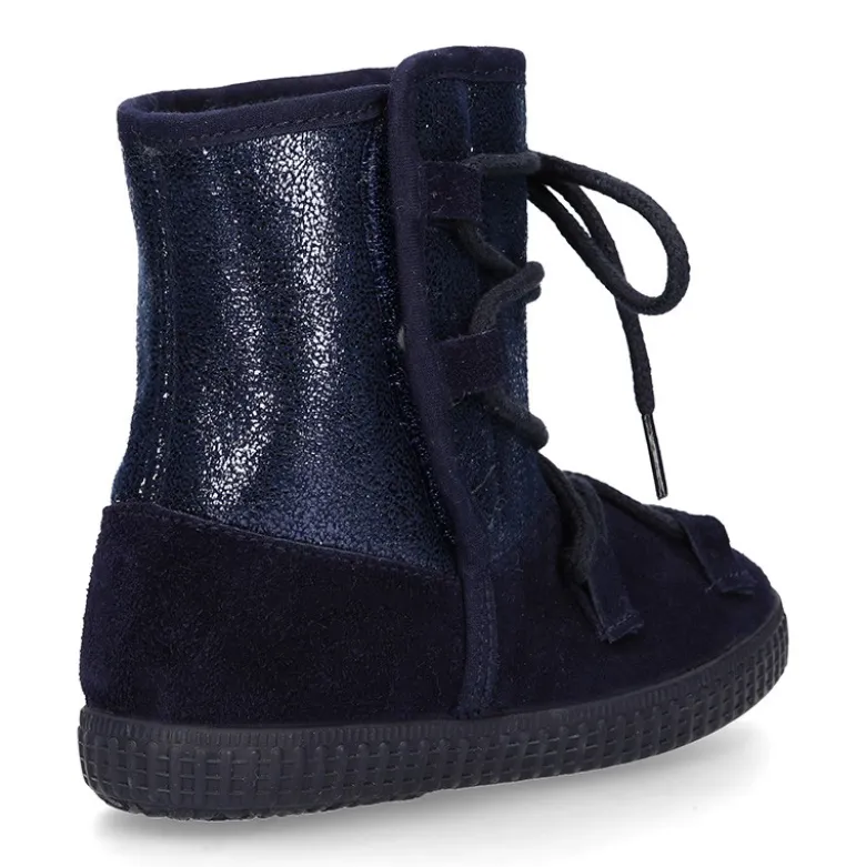 Botas niños mayores tipo ESQUIMAL con cierre adherente y cordones en piel Serraje Combinado.
