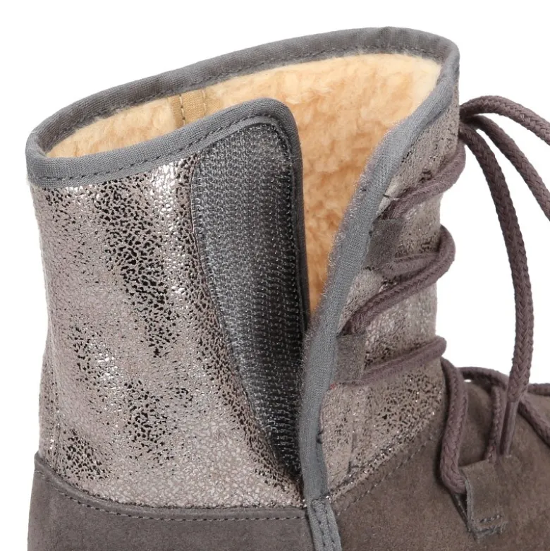 Botas niños mayores tipo ESQUIMAL con cierre adherente y cordones en piel Serraje Combinado.