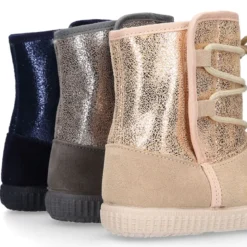 Botas niños mayores tipo ESQUIMAL con cierre adherente y cordones en piel Serraje Combinado.
