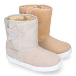 Botas niños mayores tipo ESQUIMAL con cierre adherente en piel Serraje con ESTRELLAS.