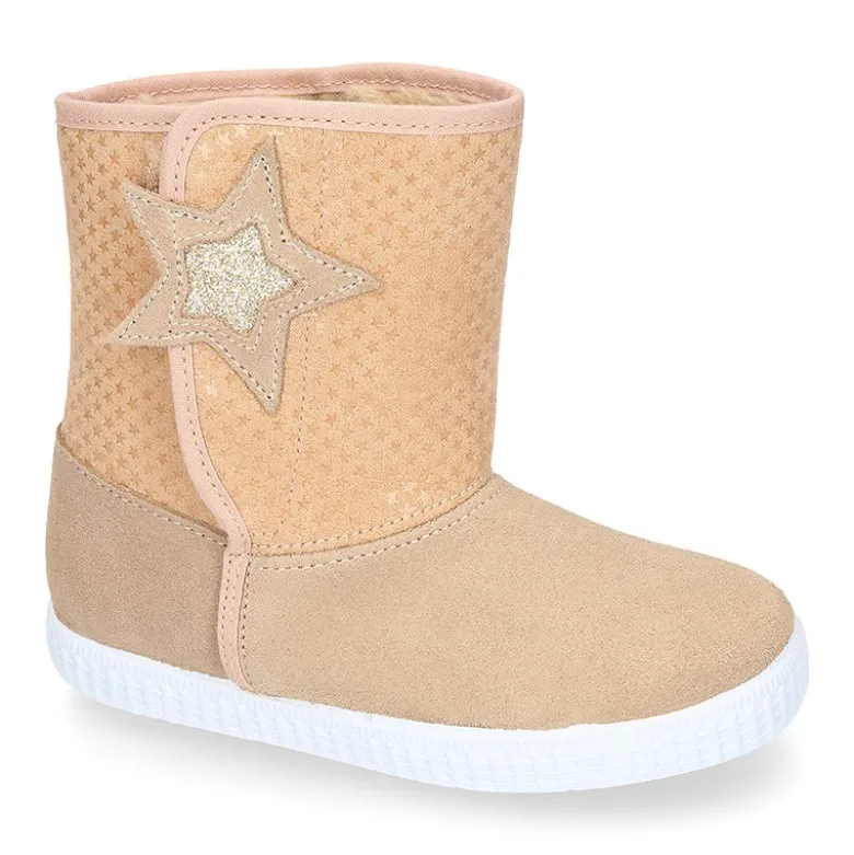 Botas niños mayores tipo ESQUIMAL con cierre adherente en piel Serraje con ESTRELLAS.