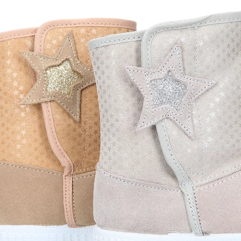 Botas niños mayores tipo ESQUIMAL con cierre adherente en piel Serraje con ESTRELLAS.
