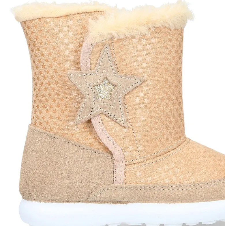 Botas niños tipo ESQUIMAL con cierre adherente en piel Serraje con ESTRELLAS.