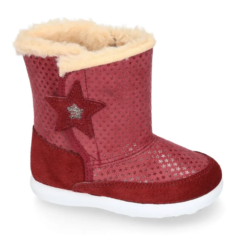 Botas niños tipo ESQUIMAL con cierre adherente en piel Serraje con ESTRELLAS.
