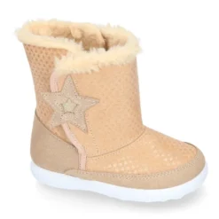 Botas niños tipo ESQUIMAL con cierre adherente en piel Serraje con ESTRELLAS.