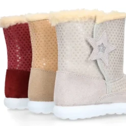 Botas niños tipo ESQUIMAL con cierre adherente en piel Serraje con ESTRELLAS.