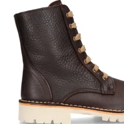 Bota tipo MOTERA niños con cremallera y cordones en piel marrón.