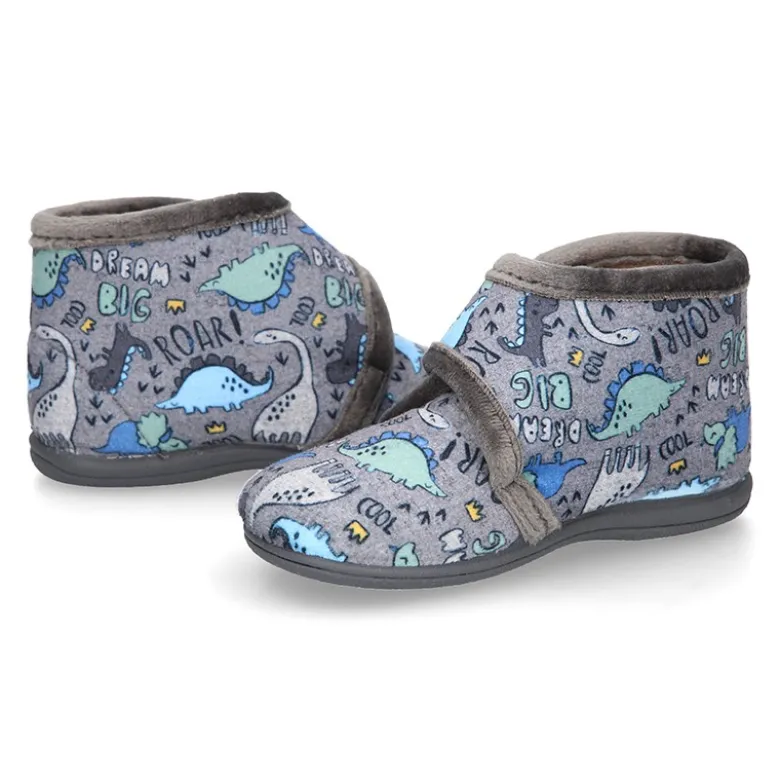 Botita casa niños estampado DINOSAURIOS sin cordones.