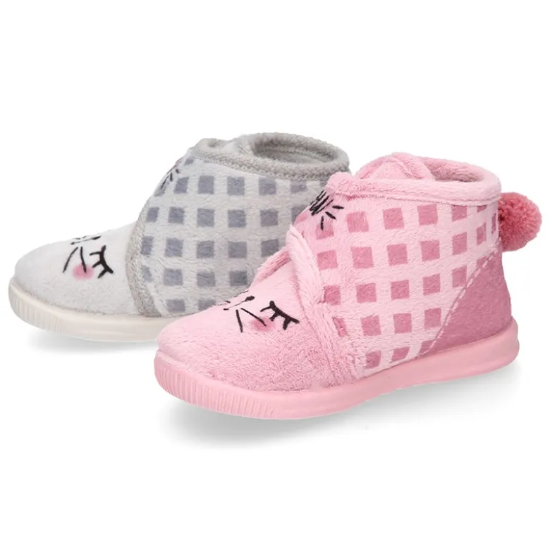 Botita casa niños GATITO sin cordones.