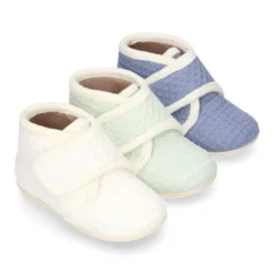 Botita casa niños sin cordones en lona CUADRILLÉ.