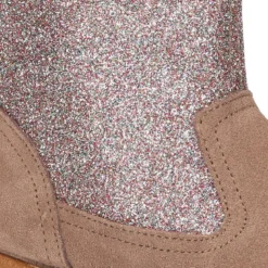 Botita con cremallera y GLITTER en piel Serraje.