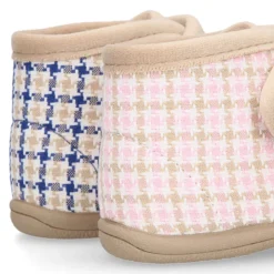 Botita de casa niños sin cordones en lana con CUADROS.