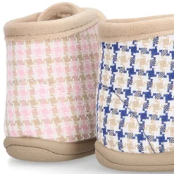 Botita de casa niños sin cordones en lana con CUADROS.