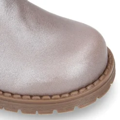 Botita niña con cremallera y cuello de pelo en piel PERLADA.