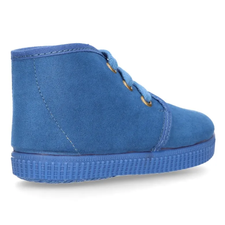 Botita niños CASUAL con cordones en Serratex azulón.
